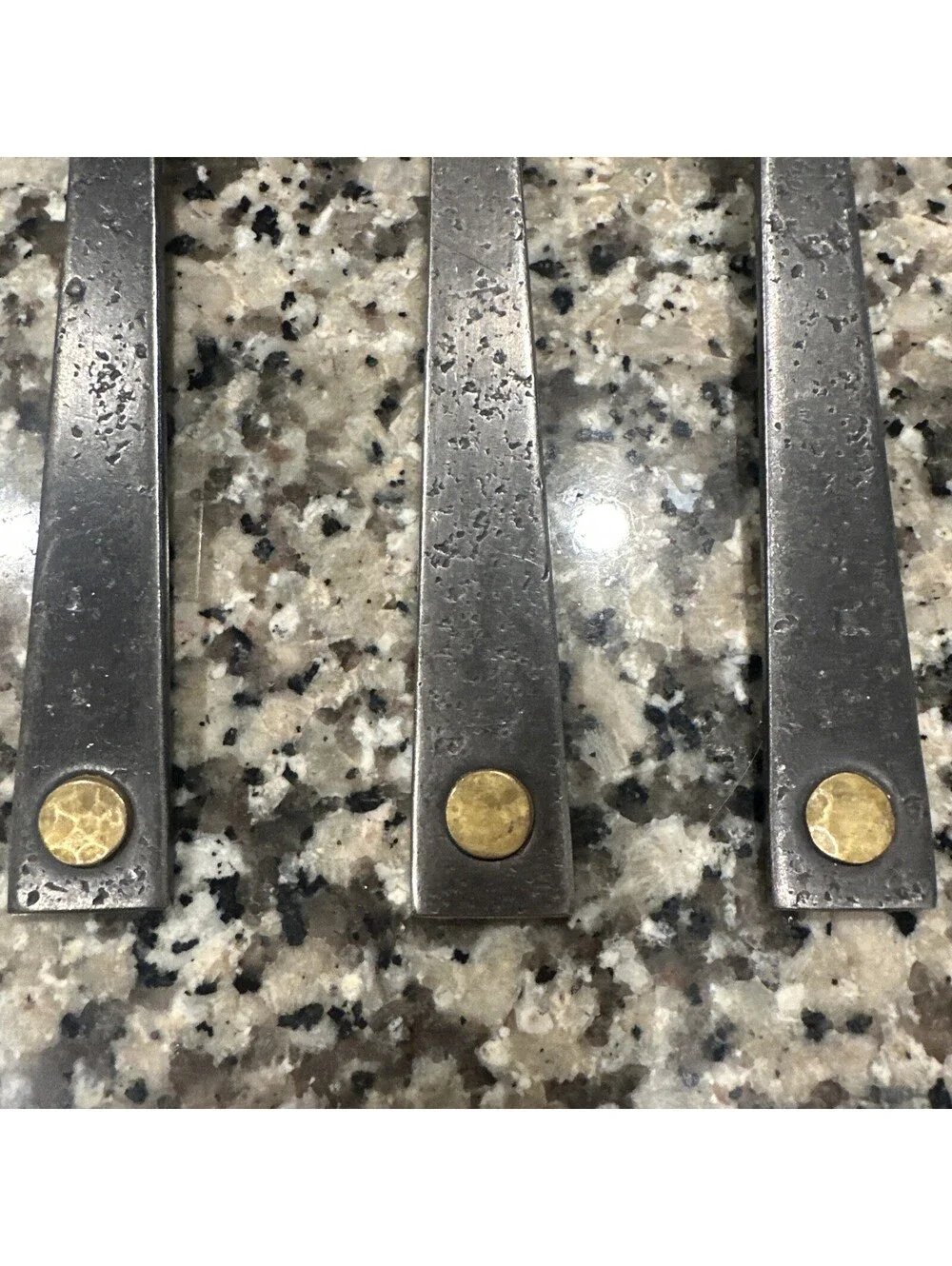 Hammered Steel Rivet Flatware 3 Forks Jefferson Mack Rare Restoration Hardware